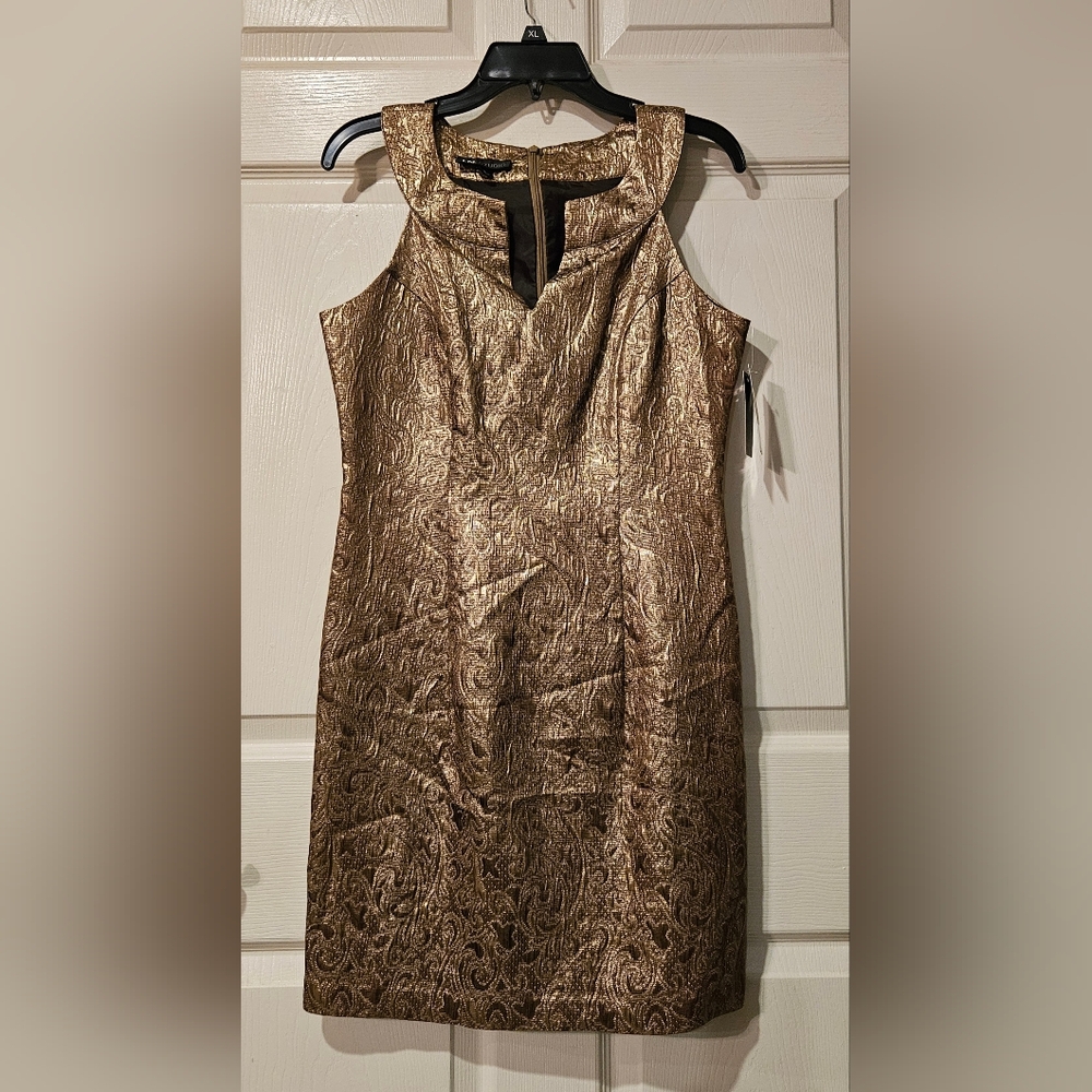 💥Reduced💥 I.N. Studio Gold Sheath Midi Dress with Cowl Neck
